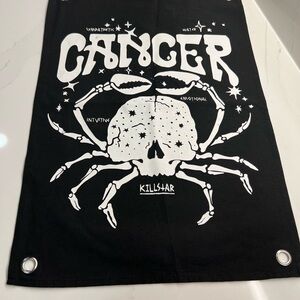 Killstar Black & White Cancer Zodiac Wall Hanging Tapestry see all photos 4 sz